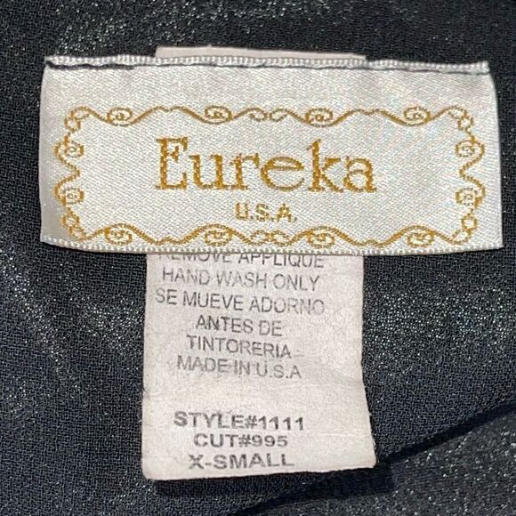 Eureka Vintage 90’s Y2K Black Empire Waist Jeweled Bodice Chiffon Strappy Formal - Picture 4 of 11
